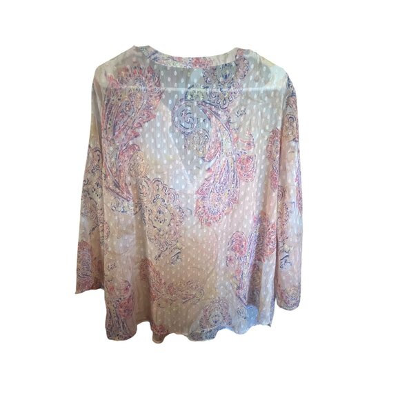Chicos Paisley Dot Sheer Blouse Size XL - Picture 2 of 3